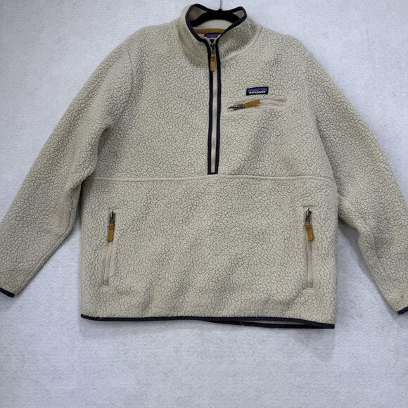 Patagonia Sweater Mens Extra Large Beige Half Zip Retro Pile Fleece Pullover XL - Picture 1 of 11